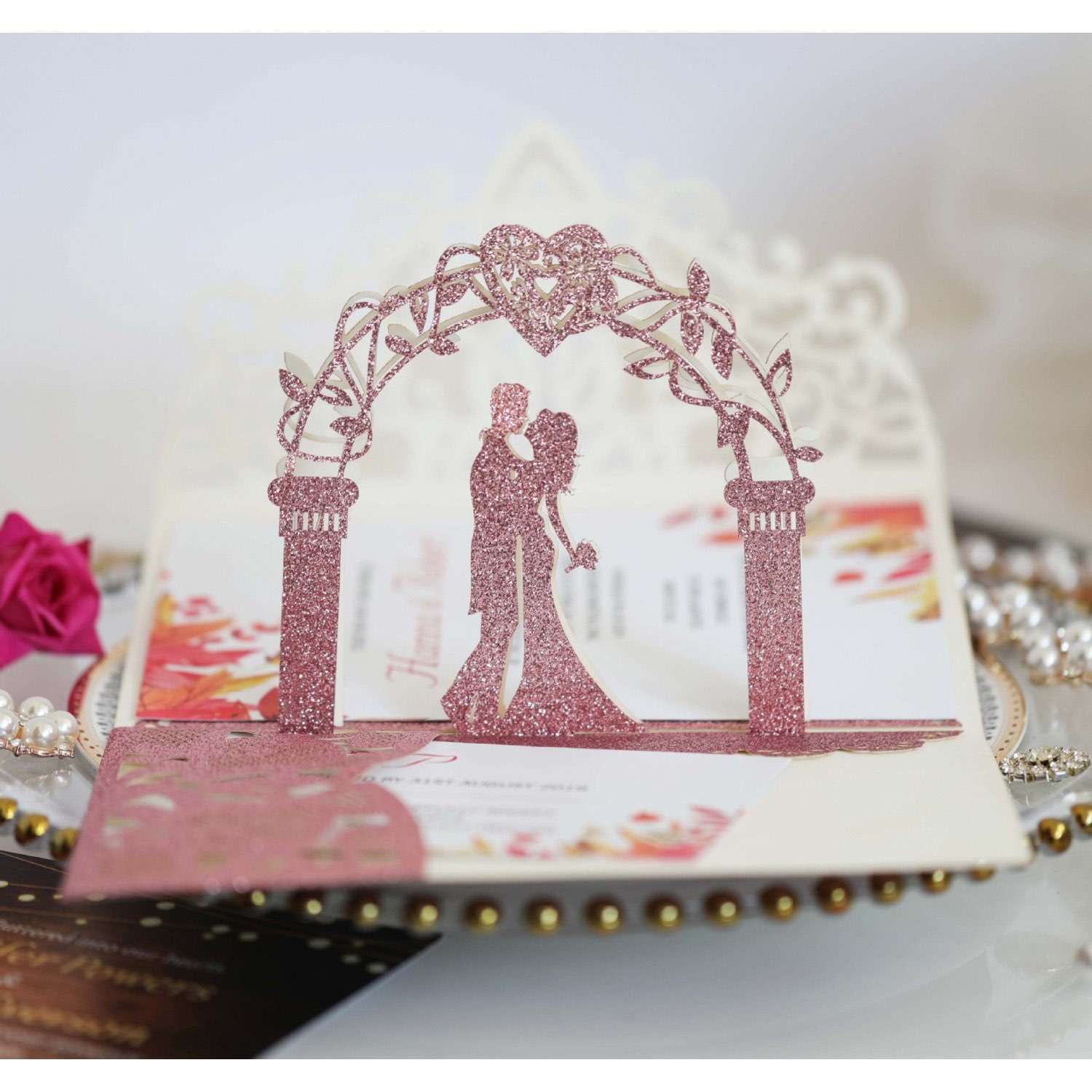 3D Marriage Invitation Card Laser Cut Invitation Glitter Paper American Card Wholesale